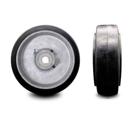 6 X 3 Rubber Tread On Cast Iron Keyed Drive Wheel - 20mm Bore -